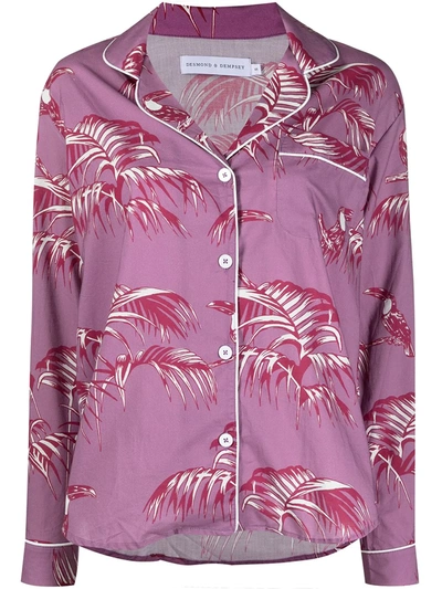 Desmond & Dempsey Floral-print Pyjama Set In Purple