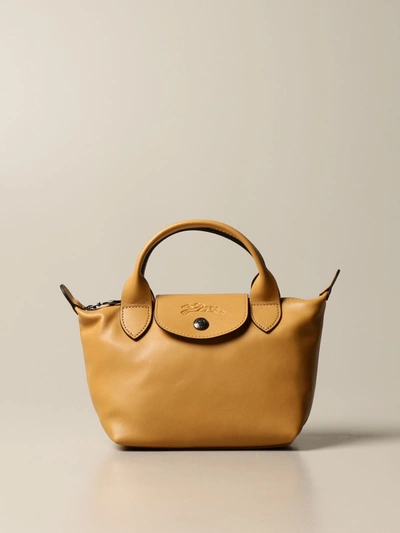 Longchamp Mini Bag Le Pliage Cuir Bag In Mini Leather With Logo In Honey