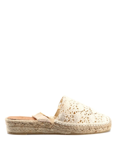 Castaã±er Gabe Espadrilles In Lace In Ivory Colour In Nude And Neutrals