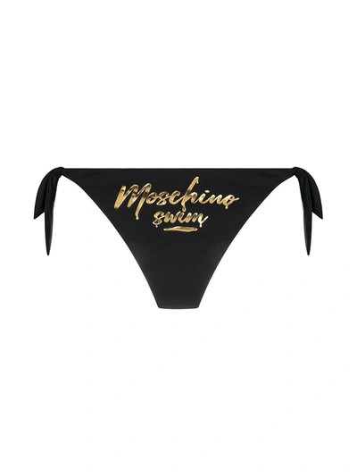 Moschino Tie-fastening Logo Briefs In Black