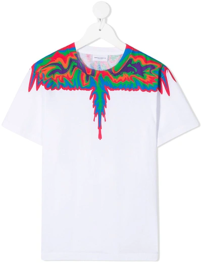 Marcelo Burlon County Of Milan Kids'  白色 And 多色 Psychedelic Wings T 恤 In White
