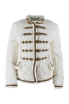 ERMANNO SCERVINO LIGHT LONG-SLEEVED QUILTED JACKET WITH FROGS AND INSERTS IN GOLD COLOR,D380B303 RKAM14300