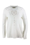 ERMANNO SCERVINO LONG-SLEEVED CREWNECK SWEATER IN CASHMERE WITH EMBROIDERY,D385M300 RPYU14800