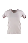 Fabiana Filippi Short Sleeve Deep Crew Neck T-shirt With Monili In Pink