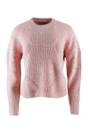 Ermanno Scervino Long-sleeved Crew Neck Sweater In Cotton With Crystals In Pink