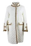 ERMANNO SCERVINO LIGHT LONG-SLEEVED QUILTED COAT WITH GOLD-COLORED INSERTS,D380B314 RKAM14300
