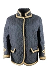ERMANNO SCERVINO LIGHT LONG-SLEEVED QUILTED JACKET WITH BUTTONS AND INSERTS IN GOLD colour,D380B313 RKAM95708