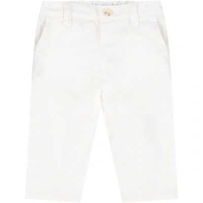 Armani Collezioni White Trouser For Babyboy With Iconic Eagle