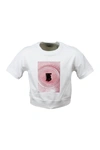 BURBERRY SHORT SLEEVE CREWNECK T-SHIRT WITH SWEETS PRINT AND BACK LETTERING ON THE NECK,8036935 ACABWA1464