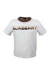 BURBERRY SHORT-SLEEVED CREW-NECK T-SHIRT WITH WRITING AND COLOR CONTRASTS ON THE NECK,8036937 ACABWA1464