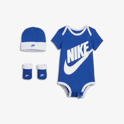 Nike Baby (6-12m) Bodysuit, Hat And Booties Box Set In Blue