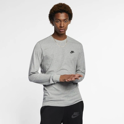 Nike Men's  Sportswear Club Long-sleeve T-shirt In Grey
