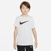 Nike Dri-fit Big Kids' Swoosh Training T-shirt In Birch,heather,black