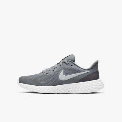 Nike Revolution 5 Big Kids' Road Running Shoes In Cool Grey,dark Grey,pure Platinum