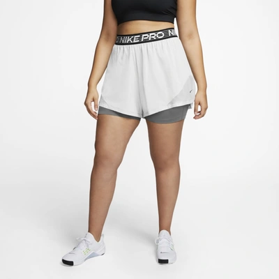 Nike Pro Flex Women's 2-in-1 Shorts (plus Size) (white) - Clearance Sale In White,particle Grey,black