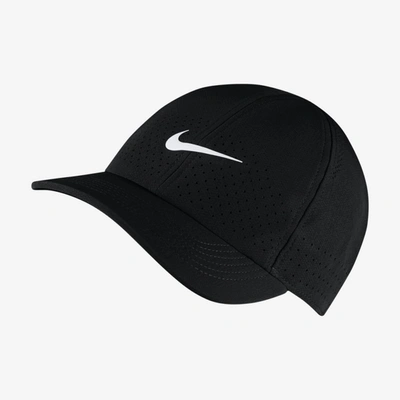 Nike Court Aerobill Advantage Tennis Cap In Black,white