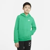 Nike Sportswear Club Big Kids' Pullover Hoodie (stadium Green) In Stadium Green,white