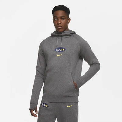 Nike Tottenham Hotspur Men's Fleece Pullover Soccer Hoodie In Charcoal Heather,tour Yellow