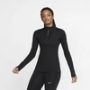 Nike Pro Warm Women's Long-sleeve 1/2-zip Top In Black/dark Smoke Grey