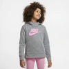 Nike Kids' Sportswear Girls' Pullover Hoodie In Carbon Heather,carbon Heather,pink