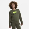Nike Sportswear Club Fleece Big Kids' Crew In Cargo Khaki