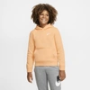 Nike Sportswear Club Big Kids' Pullover Hoodie (orange Chalk) In Orange Chalk,white