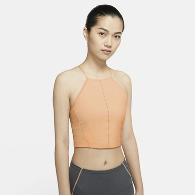 Nike Yoga Women's Infinalon Cropped Tank In Orange Chalk,gelati