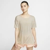 Nike Yoga Women's Short-sleeve Top In Oatmeal,light Orewood Brown