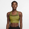 Nike Swoosh Women's Medium-support 1-piece Pad Pocket Sports Bra In Tent,olive Flak,volt,volt