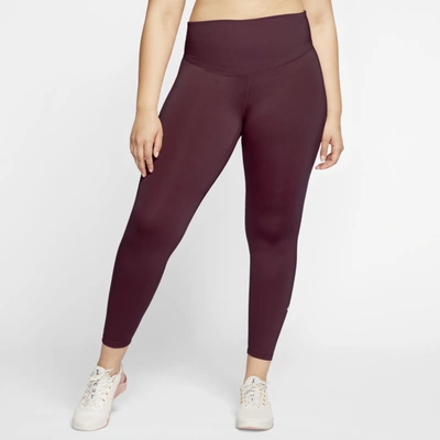 Nike One Plus Size Women's Tights In Dark Beetroot,white