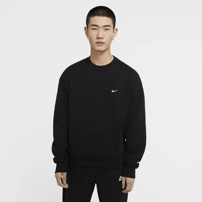 Nike Solo Swoosh Oversized Logo-embroidered Cotton-blend Jersey Sweatshirt In Black