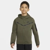 Nike Sportswear Tech Fleece Big Kids' (boys') Full-zip Hoodie (cargo Khaki) - Clearance Sale In Cargo Khaki,black