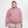 Nike Sportswear Women's Fleece Funnel-neck Hoodie In Desert Berry,desert Berry,white