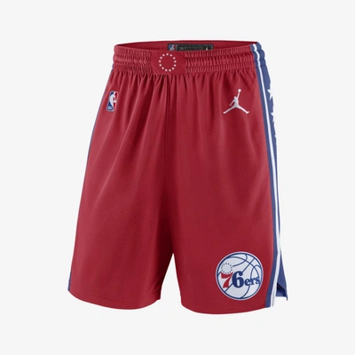 Jordan 76ers Statement Edition 2020 Men's  Nba Swingman Shorts In Univeristy Red/rush Blue/blue