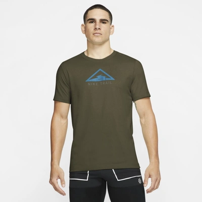 Nike Dri-fit Trail Men's Trail Running T-shirt In Medium Olive