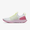 Nike Women's React Phantom Run Flyknit 2 Running Sneakers From Finish Line In White,volt,pink Glow,white
