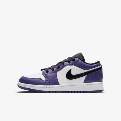 Jordan Air  1 Low Big Kids' Shoe (court Purple) In Court Purple,white,hot Punch,black