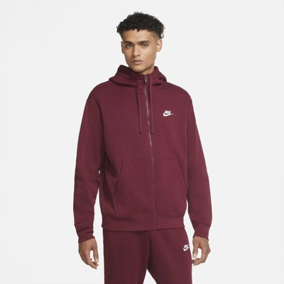 Nike Sportswear Club Fleece Men's Full-zip Hoodie In Dark Beetroot,dark Beetroot,white