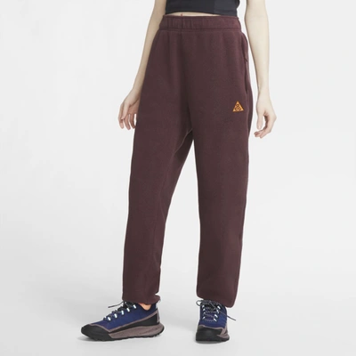 Nike Acg Polartecâ® "wolf Tree" Women's Pants In Deep Burgundy,clay Orange