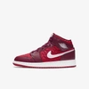 Jordan Air  1 Mid Se Big Kids' Shoe In Gym Red,dark Beetroot,white,pink Foam