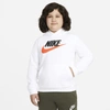 Nike Sportswear Club Fleece Big Kids' Pullover Hoodie (extended Size) In White,camellia