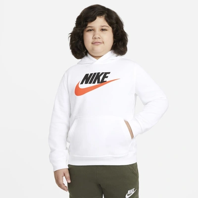 Nike Sportswear Club Fleece Big Kids' Pullover Hoodie (extended Size) In White,camellia