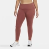 Nike One Icon Clash Women's Leggings In Claystone Red,metallic Gold