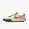 Nike Waffle Racer Crater Leather And Suede-trimmed Shell Sneakers In Barely Volt,black,poison Green,pink Blast