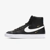 Nike Blazer Mid '77 Sneakers With Metallic Mini Swoosh In Black In Black,hyper Royal,white,white