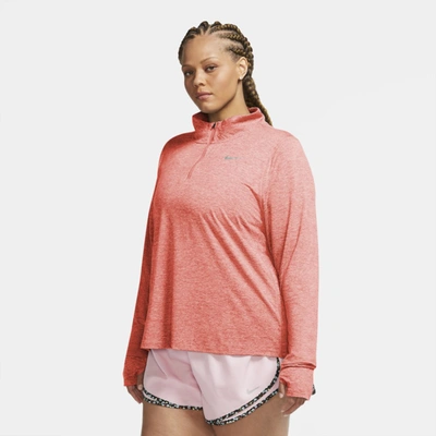 Nike Element Women's 1/2-zip Running Top In Bright Mango,crimson Tint,heather