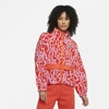 Nike Sportswear Animal Print Fleece Jacket In Team Orange,team Orange,team Orange,white