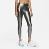 Nike One Icon Clash Women's Mid-rise 7/8 Shimmer Leggings In Black,black,metallic Silver