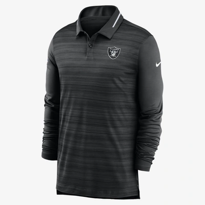 Nike Logo (nfl Raiders) Men's Long-sleeve Polo (black) - Clearance Sale