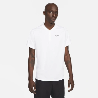 Nike Court Dri-fit Tennis Henley Shirt In White,black